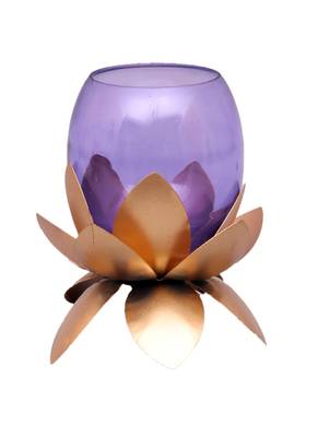 Small Glass Lotus Purple Set of 2 3