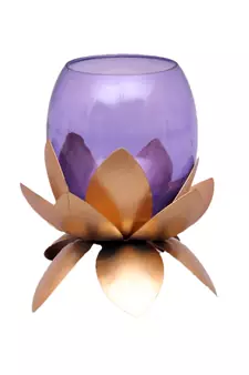 Small Glass Lotus Purple Set of 2