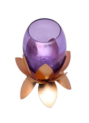 Small Glass Lotus Purple Set of 2 4