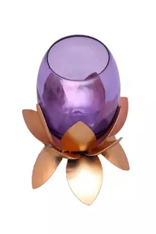 Small Glass Lotus Purple Set of 2