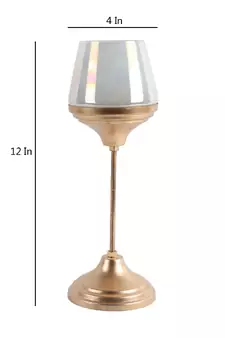White Glass Candle Holder and Planter with Stand set of 2