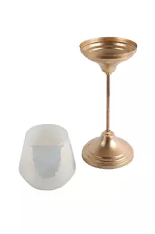 White Glass Candle Holder and Planter with Stand set of 2