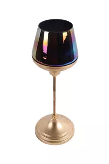 Black Glass Candle Holder and Planter with Stand set of 2