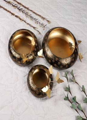Black & Gold Tyre Urli Set of 3 1
