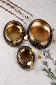 Black & Gold Tyre Urli Set of 3