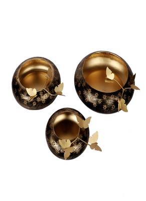 Black & Gold Tyre Urli Set of 3 2