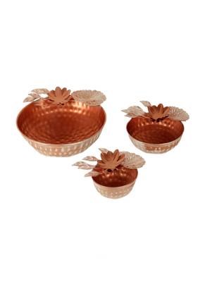 Copper FLower Urli Set of 3 2