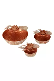 Copper FLower Urli Set of 3