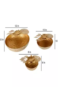 Gold FLower Urli Set of 3