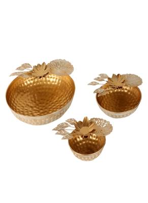 Gold FLower Urli Set of 3 1