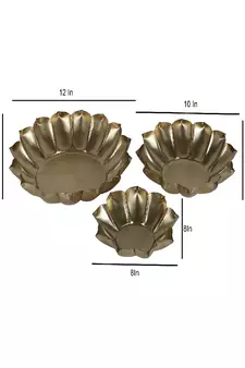 Metal Lotus Urli Set of 3