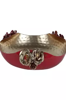 Red & Gold Hammered Rose Urli Set of 2
