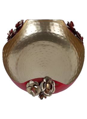 Red & Gold Hammered Rose Urli Set of 2 4