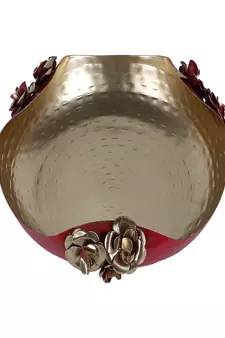 Red & Gold Hammered Rose Urli Set of 2