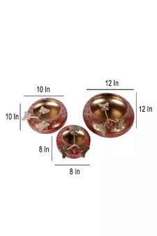 Red & Gold Tyre Urli Set of 3