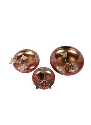 Red & Gold Tyre Urli Set of 3 3