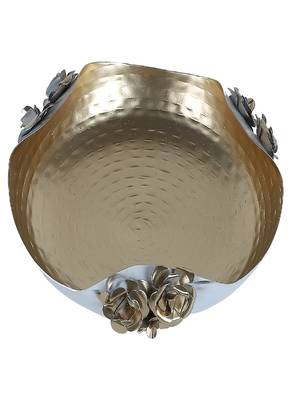 White & Gold Hammered Rose Urli Set of 2 4