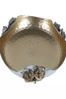 White & Gold Hammered Rose Urli Set of 2