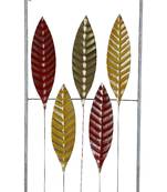 Red , Yellow & Gold Rectangular Leaves Wall Decor Set of 3