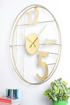 12-Three-5 Elegant Gold Wall Clock