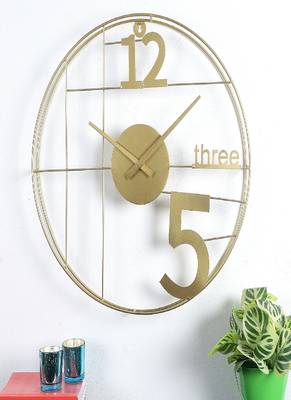 12-Three-5 Elegant Gold Wall Clock 2