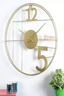 12-Three-5 Elegant Gold Wall Clock