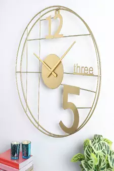 12-Three-5 Elegant Gold Wall Clock
