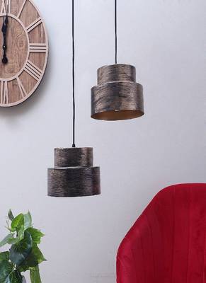 Black & Gold Hanging Lamp Set of 2 1