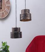 Black & Gold Hanging Lamp Set of 2