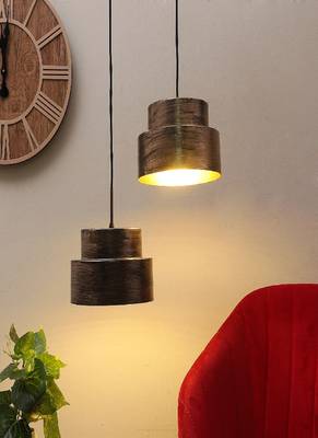 Black & Gold Hanging Lamp Set of 2 2