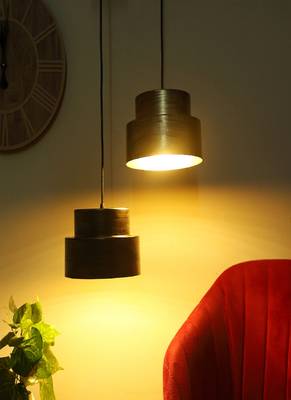 Black & Gold Hanging Lamp Set of 2 3