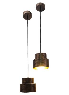 Black & Gold Hanging Lamp Set of 2 4