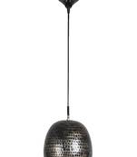 Hanging Hammered Black & Gold Single Lamp