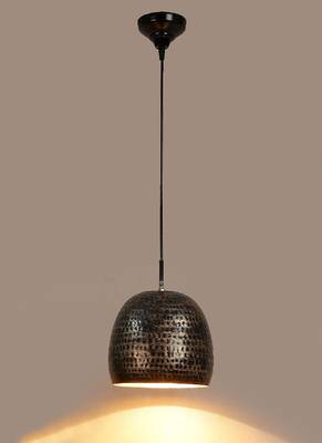 Hanging Hammered Black & Gold Single Lamp 3