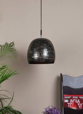 Hanging Hammered Black & Gold Single Lamp 4