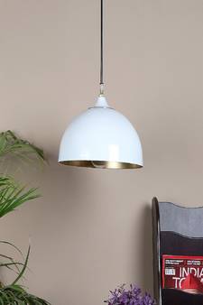 Hanging White & Gold Single Lamp
