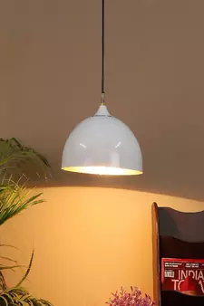 Hanging White & Gold Single Lamp