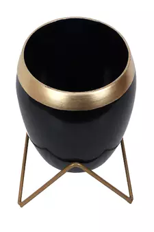 Apple Shape Metal Black & Gold Planter Set of 2