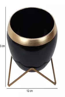 Apple Shape Metal Black & Gold Planter Set of 2
