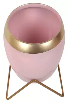Apple Shape Metal Pink & Gold Planter Set of 2