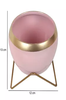 Apple Shape Metal Pink & Gold Planter Set of 2