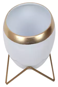 Apple Shape Metal White & Gold Planter Set of 2