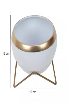 Apple Shape Metal White & Gold Planter Set of 2