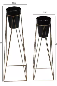 Big Pot Shape Black Planter with Wide Stand Set of 2