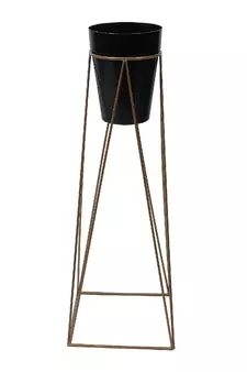 Big Pot Shape Black Planter with Wide Stand Set of 2