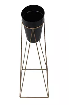 Big Pot Shape Black Planter with Wide Stand Set of 2