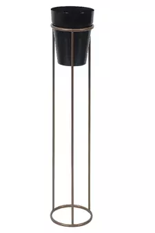 Big Pot Shape Planter Gold & Black Planter Stand Set of 2