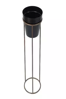 Big Pot Shape Planter Gold & Black Planter Stand Set of 2