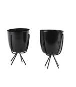 Black Table Top Planter with Stand Set of 2