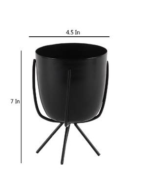 Black Table Top Planter with Stand Set of 2 3